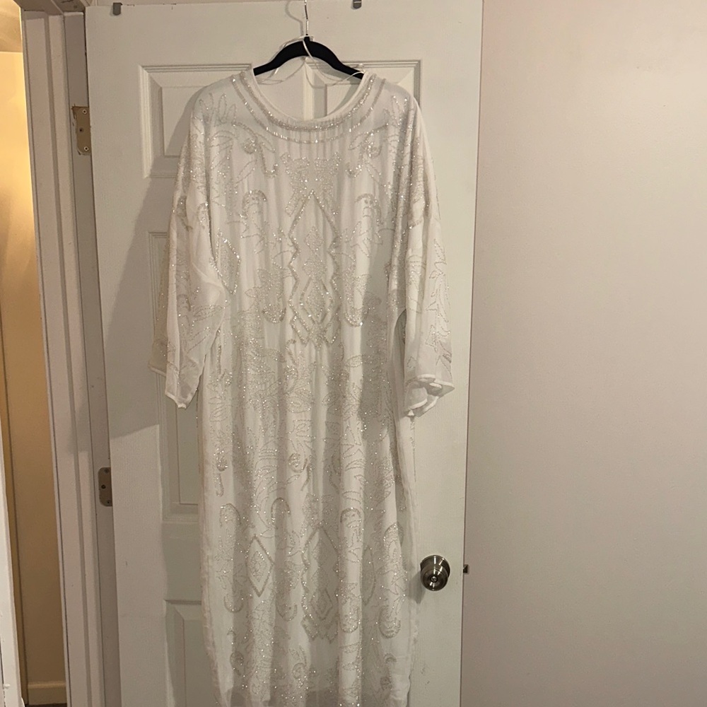 Elegant White Embroidered Dress- Zara
